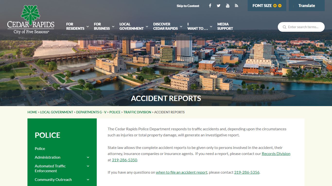 Accident Reports - Cedar Rapids, Iowa