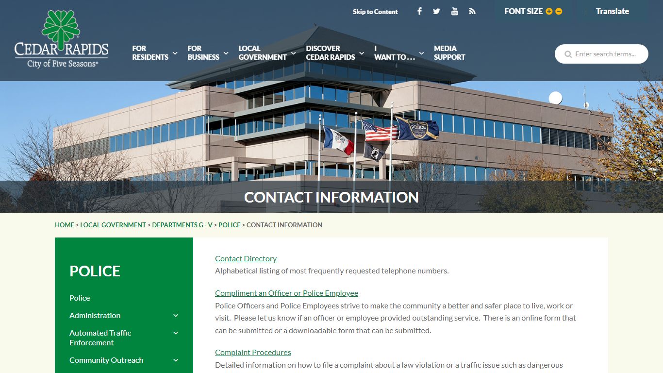 Contact Information - Cedar Rapids, Iowa